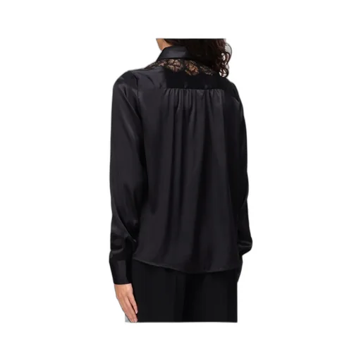 Lace-Trim Satin Shirt