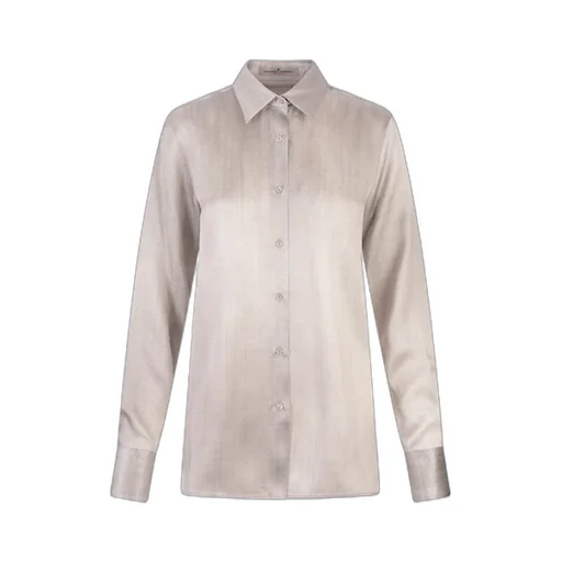 Weave Printed Curved Hem Shirt
