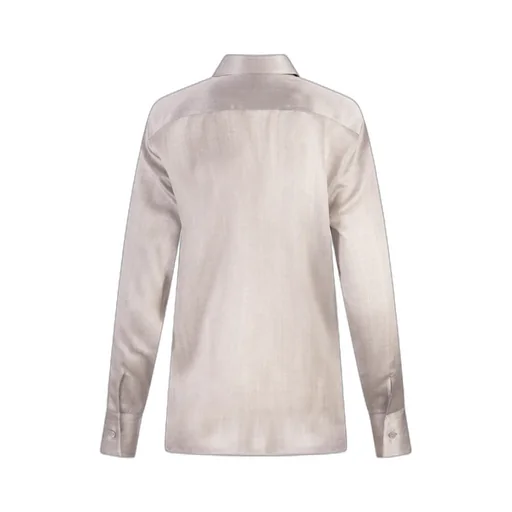 Weave Printed Curved Hem Shirt