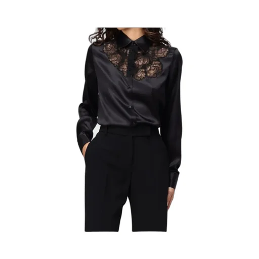 Lace-Trim Satin Shirt