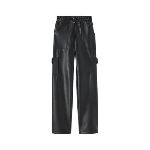 Drawstring-Waist Faux-Leather Trousers