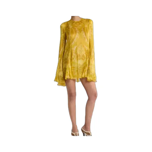 Flower And Bee Motif Mini Dress