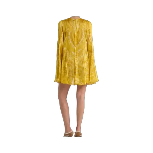 Flower And Bee Motif Mini Dress