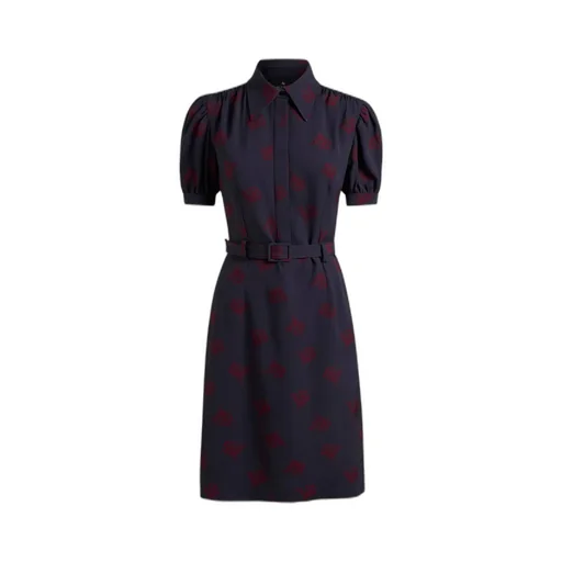 All-Over Stretch Jacquard Floral Pattern Dress