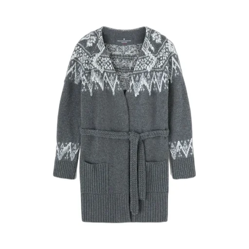 Jacquard Belted Cardigan