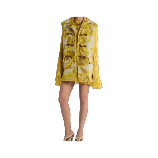 Flower And Bee Motif Mini Dress