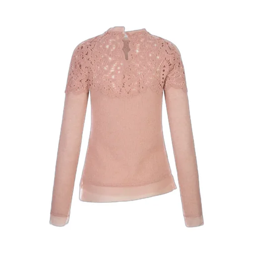 Guipure-Lace Long-Sleeve Jumper