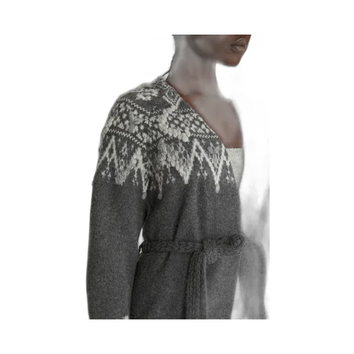 Jacquard Belted Cardigan