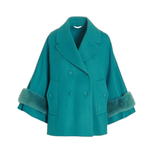 Double-Breasted Faux-Fur Detailed Coat