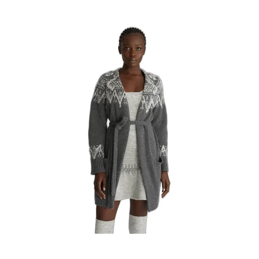 Jacquard Belted Cardigan
