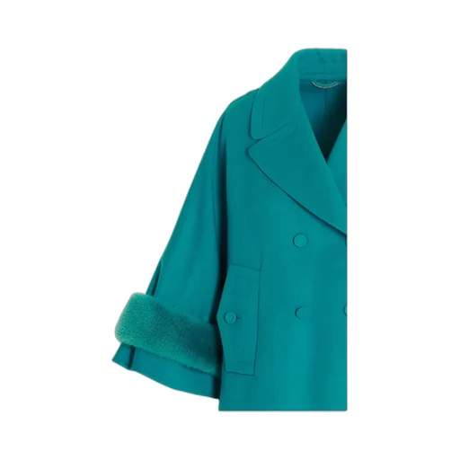 Double-Breasted Faux-Fur Detailed Coat