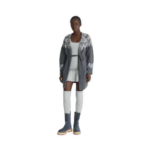 Jacquard Belted Cardigan