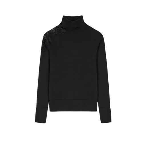 Corded Lace-Detail Knitted Jumper