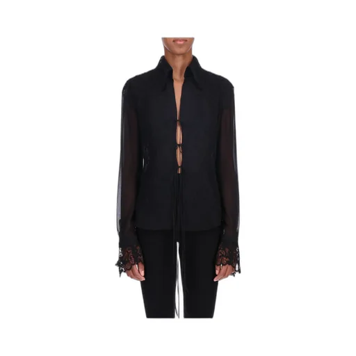 Ruffle Detailed Tie-Up Shirt