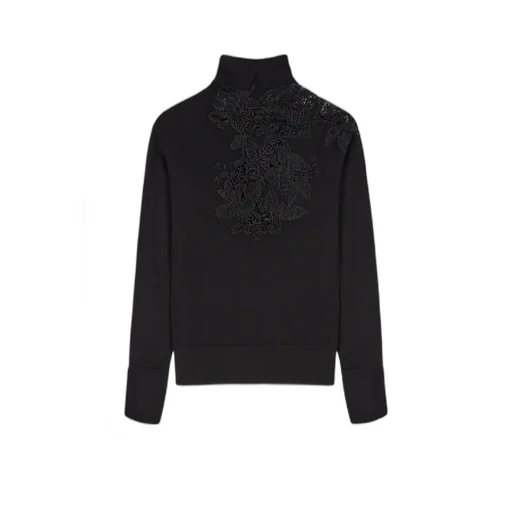 Corded Lace-Detail Knitted Jumper