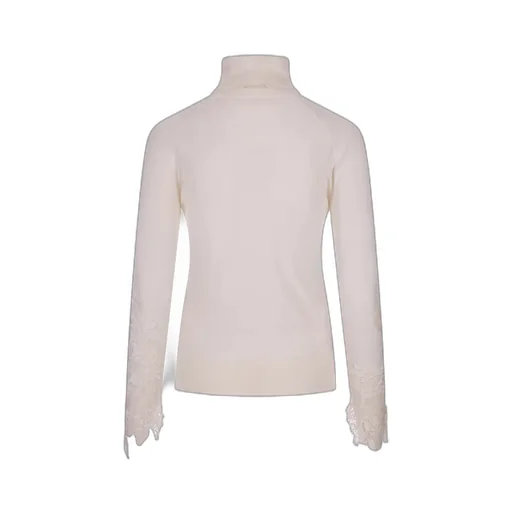 Floral-Lace Detail Virgin Wool Jumper
