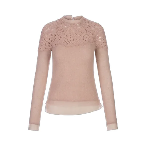 Guipure-Lace Long-Sleeve Jumper