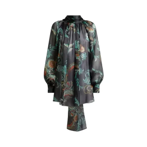 Silk Blouse With Daffodil Motif