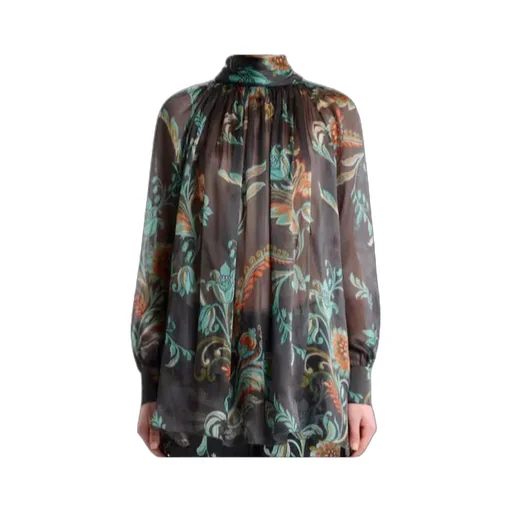 Silk Blouse With Daffodil Motif