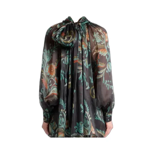 Silk Blouse With Daffodil Motif