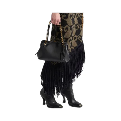 Chain-Trimmed Zipped Shoulder Bag