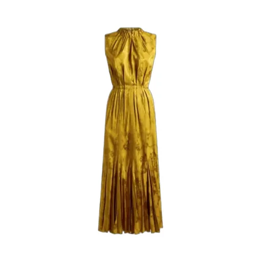 Leafy Jacquard Motif Long Dress