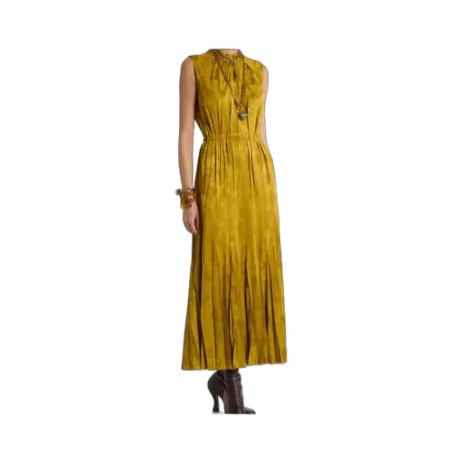 Leafy Jacquard Motif Long Dress