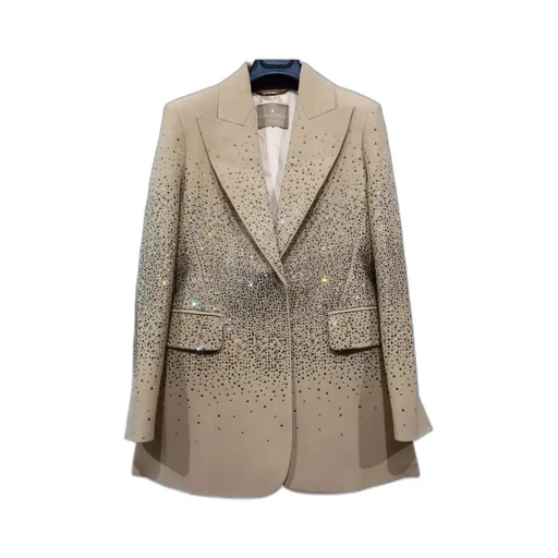 Crystal-Embellished Single-Breasted Blazer