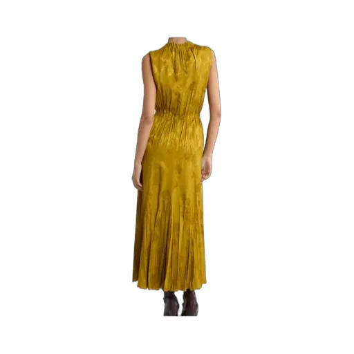 Leafy Jacquard Motif Long Dress