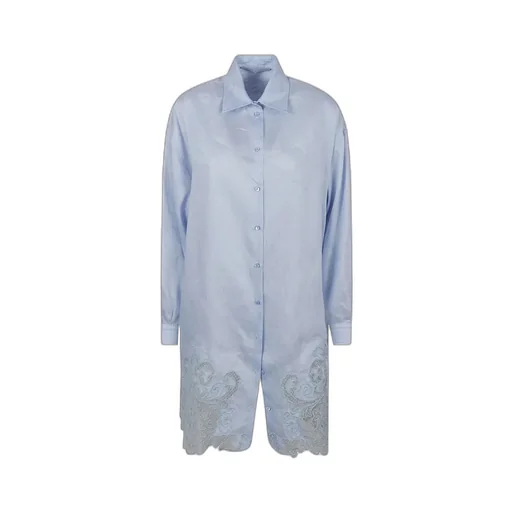 Lace Trim Tunic Buttoned Shirt