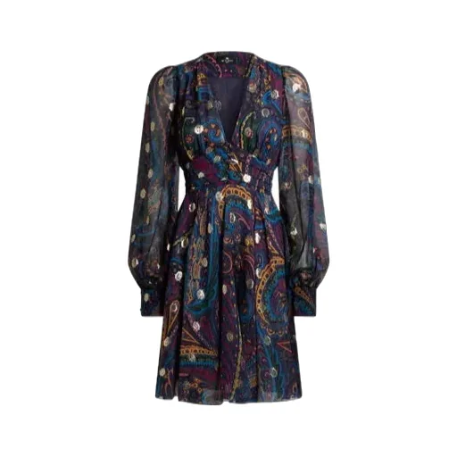 Silk Mini Dress With Paisley Print