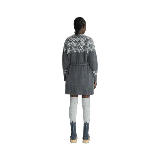 Jacquard Belted Cardigan