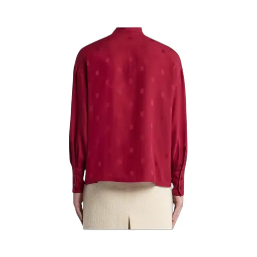 Dot-Printed Tie-Neck Blouse