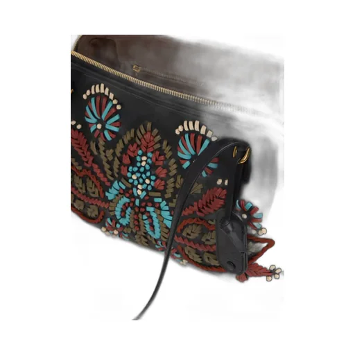 Medium Leather Doc Shoulder Bag With Embroidery