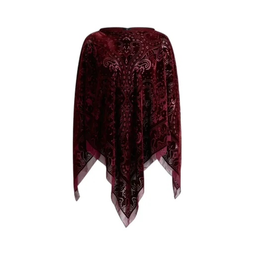 Paisley Triangular-Hem Velvet Poncho