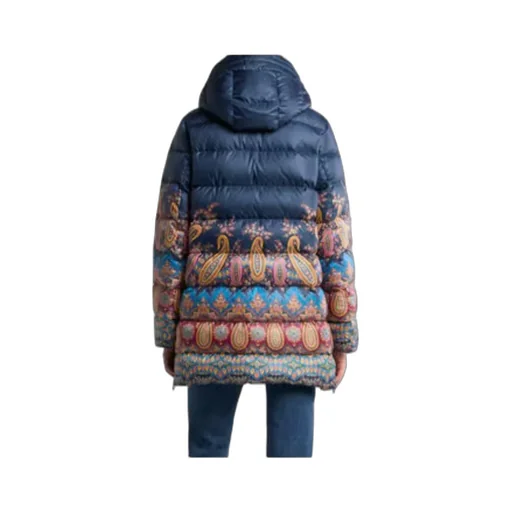 Hood Placed Print Down-Jacket