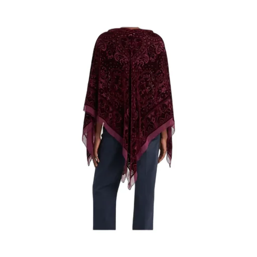Paisley Triangular-Hem Velvet Poncho