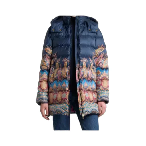 Hood Placed Print Down-Jacket