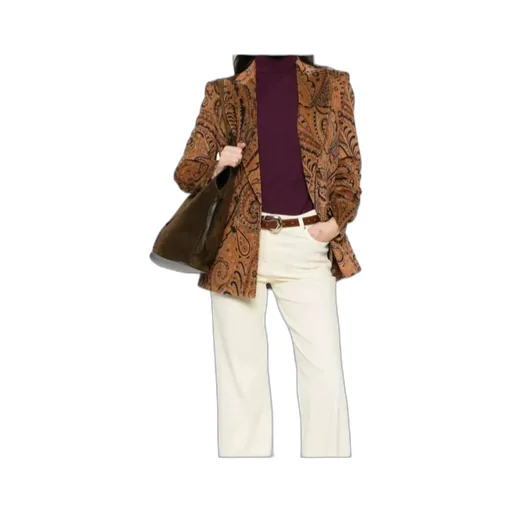 Paisley Jacquard Double-Breasted Corduroy Blazer