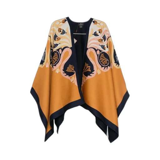 Floral-Printed Open Front Cape