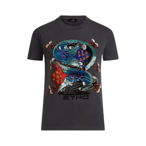 Cotton T-Shirt With Sequin Embroidery