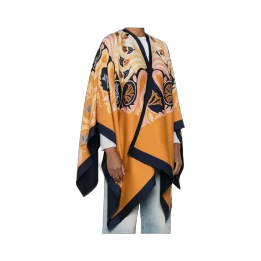 Floral-Printed Open Front Cape