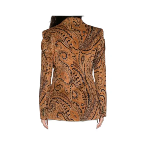Paisley Jacquard Double-Breasted Corduroy Blazer