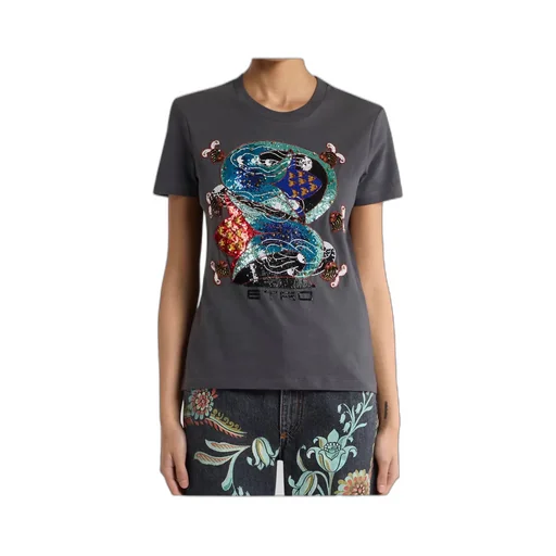 Cotton T-Shirt With Sequin Embroidery
