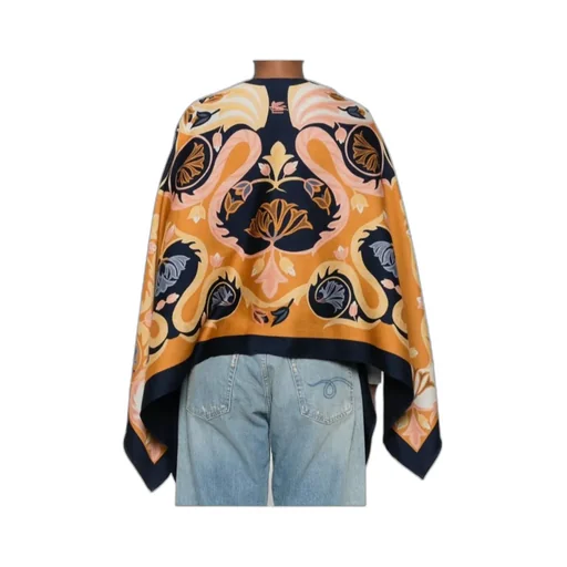 Floral-Printed Open Front Cape