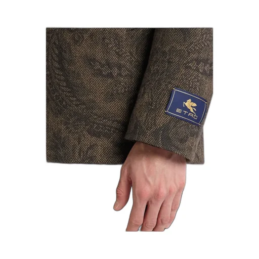 Double Breasted Paisley Herringbone Peacoat