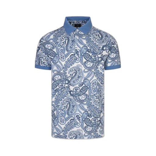 Short-Sleeved Paisley-Print Polo Shirt