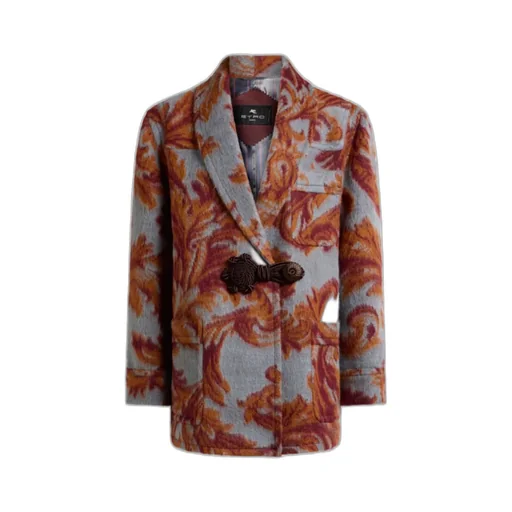 Long Sleeved Jacquard-Pattern Toggle Coat