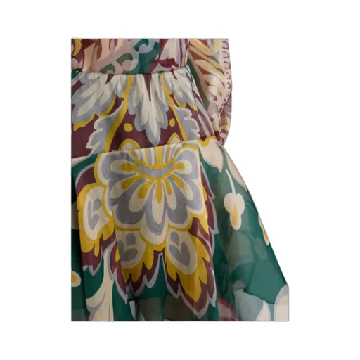Floral Motif Asymmetric Midi Skirt