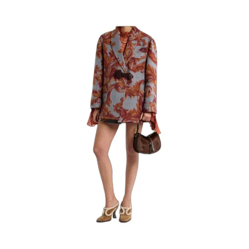 Long Sleeved Jacquard-Pattern Toggle Coat